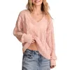 Lucky Brand Open Cable Stitch Sweater In Rose Smoke