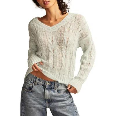 Lucky Brand Open Cable Stitch Sweater In Surf Spray