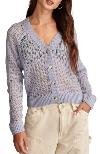Lucky Brand Open Stitch Cardigan In Sweet Lavender