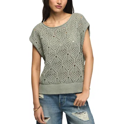 Lucky Brand Open Stitch Sweater In Green