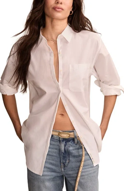 Lucky Brand Oversize Cotton Woven Shirt In Bright White