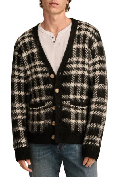 Lucky Brand Oversize Plaid Brushed Cardigan In Black Combo