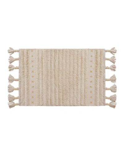 Lucky Brand Overtufted Cotton Fringe Bath Rug, 17" X 32" In Ochre