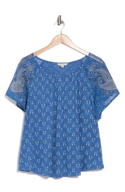 Lucky Brand Paisley Mixed Media T-shirt In Multi