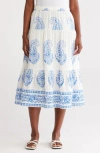 Lucky Brand Paisley Print Tiered Cotton Maxi Skirt