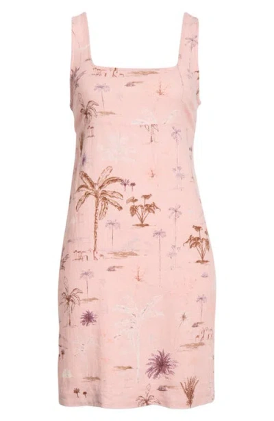 Lucky Brand Palm Tree Print Linen Blend Minidress