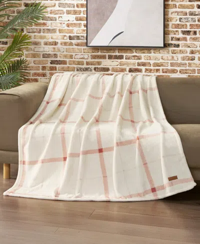 Lucky Brand Palmdale Plaid Cozy Plush Throw, 50" X 70" In Red