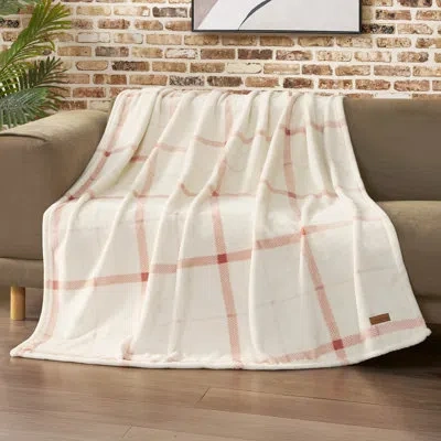 Lucky Brand Palmdale Reversible Plush & Cozy Thow Blankets - 50" X 70" In Red