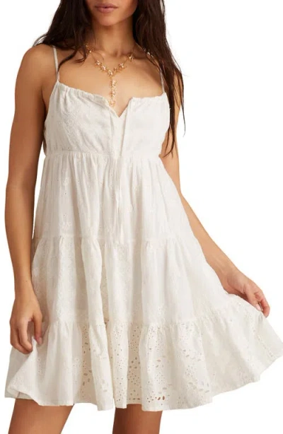 Lucky Brand Patchwork Tiered Cotton Mini Sundress In White