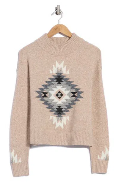 Lucky Brand Pattern Mock Neck Sweater In Brown