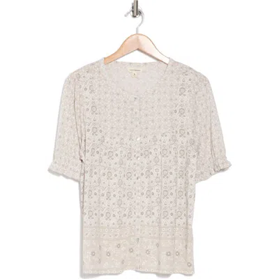 Lucky Brand Patterned Button-up T-shirt In Neutral Combo