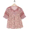 Lucky Brand Patterned Button-up T-shirt In Red Multi