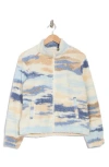 Lucky Brand Patterned High Pile Fleece Jacket In Blue Multi