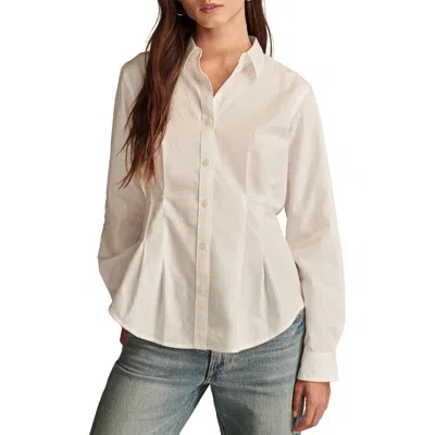 Lucky Brand Peplum Detail Cotton Button-up Shirt In Bright White