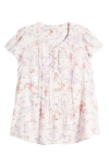 Lucky Brand Pintuck Cotton Peasant Blouse In Purple Multi