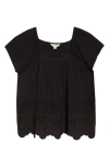 Lucky Brand Pintuck Eyelet Embroidered Cap Sleeve Cotton & Modal Top In Animal Print