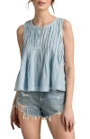 Lucky Brand Pintuck Henley Tank In Blue