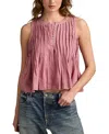 Lucky Brand Women's Pintuck Henley Tank In Pink