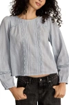 Lucky Brand Pintuck Lace Top In Gray