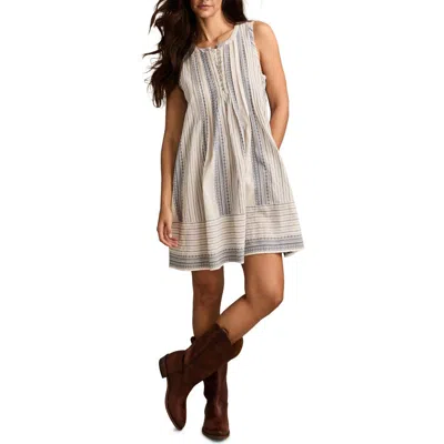 Lucky Brand Pintuck Sleeveless Cotton Mini Sundress In Gray