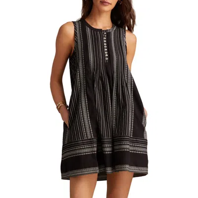 Lucky Brand Pintuck Sleeveless Cotton Mini Sundress In Black