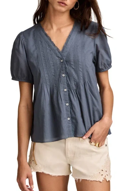 Lucky Brand Pintuck Top In Gray