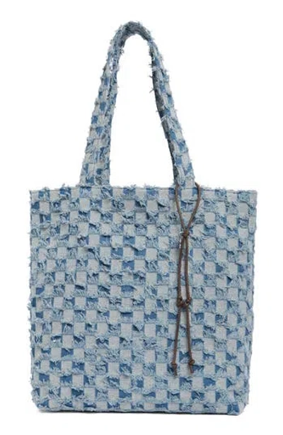 Lucky Brand Pira Canvas Book Tote Bag In Denim Check