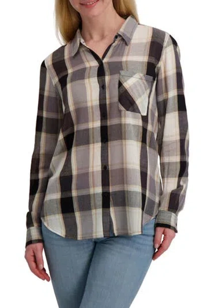 Lucky Brand Plaid Button-up Shirt In Black