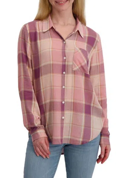 Lucky Brand Plaid Button-up Shirt In Pink
