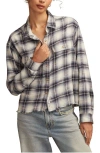 Lucky Brand Plaid Cotton Cropped Raw Hem Button-up Shirt In Multi
