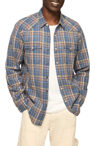 Lucky Brand Plaid Cotton Twill Snap-up Western Shirt In Multi