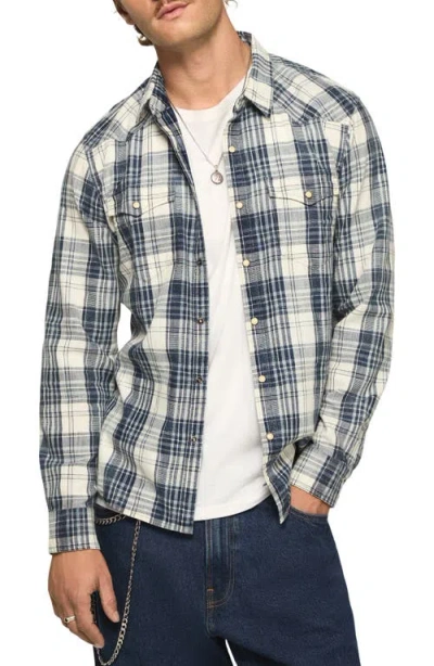 Lucky Brand Plaid Cotton Twill Snap-up Western Shirt In Multi