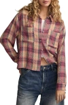 Lucky Brand Plaid Crop Button-up Shirt In Brown