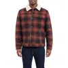 Lucky Brand Plaid Faux Shearling Lined Trucker Jacket In Brown