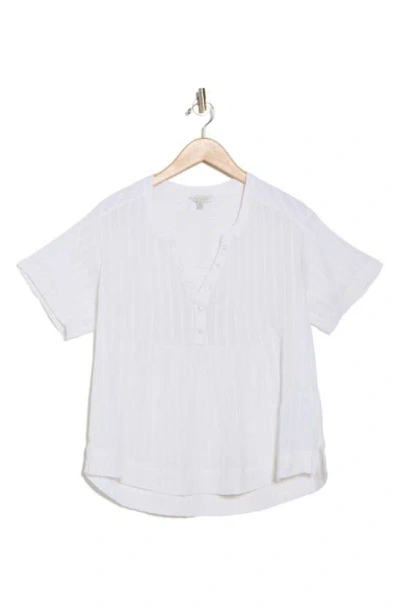 Lucky Brand Plaid Gauze Popover Top In Lucky White