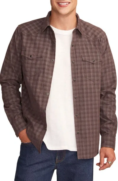 Lucky Brand Plaid Long Sleeve Corduroy Western Shirt In Brown