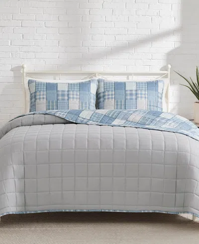 Lucky Brand Plaid Patchwork Reversible 3-pc. Quilt Sets, King In Blue