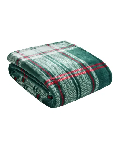 Lucky Brand Plaid Plush Throw, 50" X 70" In Aspen Green Plaid
