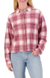 Lucky Brand Plaid Raw Edge Button-up Flannel Shirt In Pink Plaid