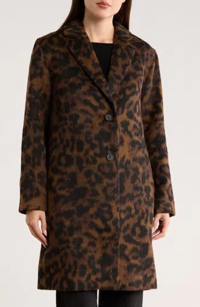 Lucky Brand Plaid Single Breasted Coat In Brown