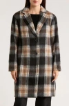 Lucky Brand Plaid Single Breasted Coat In Multi