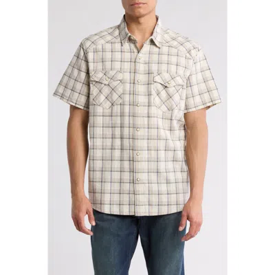 Lucky Brand Plaid Snap-up Western Work Shirt In Grey Plaid