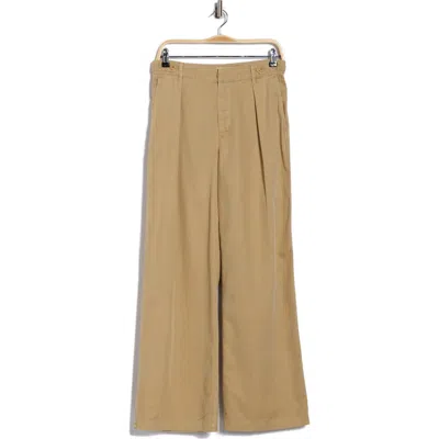 Lucky Brand Pleated Wide Leg Pants In Gold