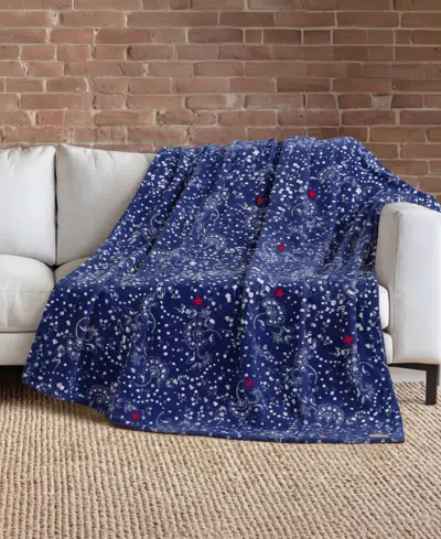 Lucky Brand Plush Throw, 50" X 70" In Blue