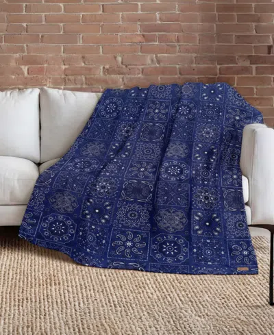 Lucky Brand Plush Throw, 50" X 70" In Blue