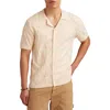 Lucky Brand Pointelle Short Sleeve Button-up Sweater In Whitecap Gray