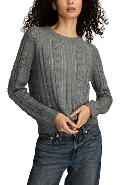 Lucky Brand Pointelle Sweater In Gray