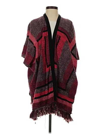Pre-owned Lucky Brand Poncho In Burgundy