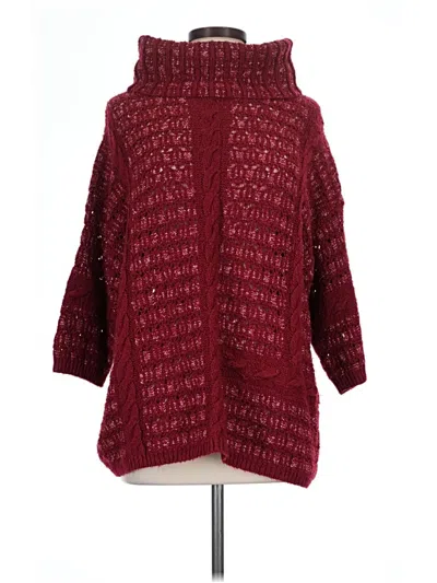 Pre-owned Lucky Brand Poncho In Burgundy