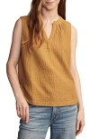 Lucky Brand Popover Gauze Sleeveless Top In Dull Gold